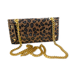 Caprilite Small Crossbody Bag Sparkly Crystal Clutch Fold Handbag Leopard Print