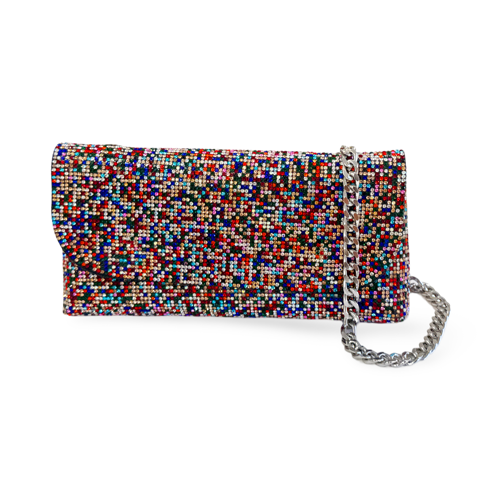 Caprilite Small Crossbody Bag Sparkly Crystal Clutch Fold Handbag Rainbow Multicolour