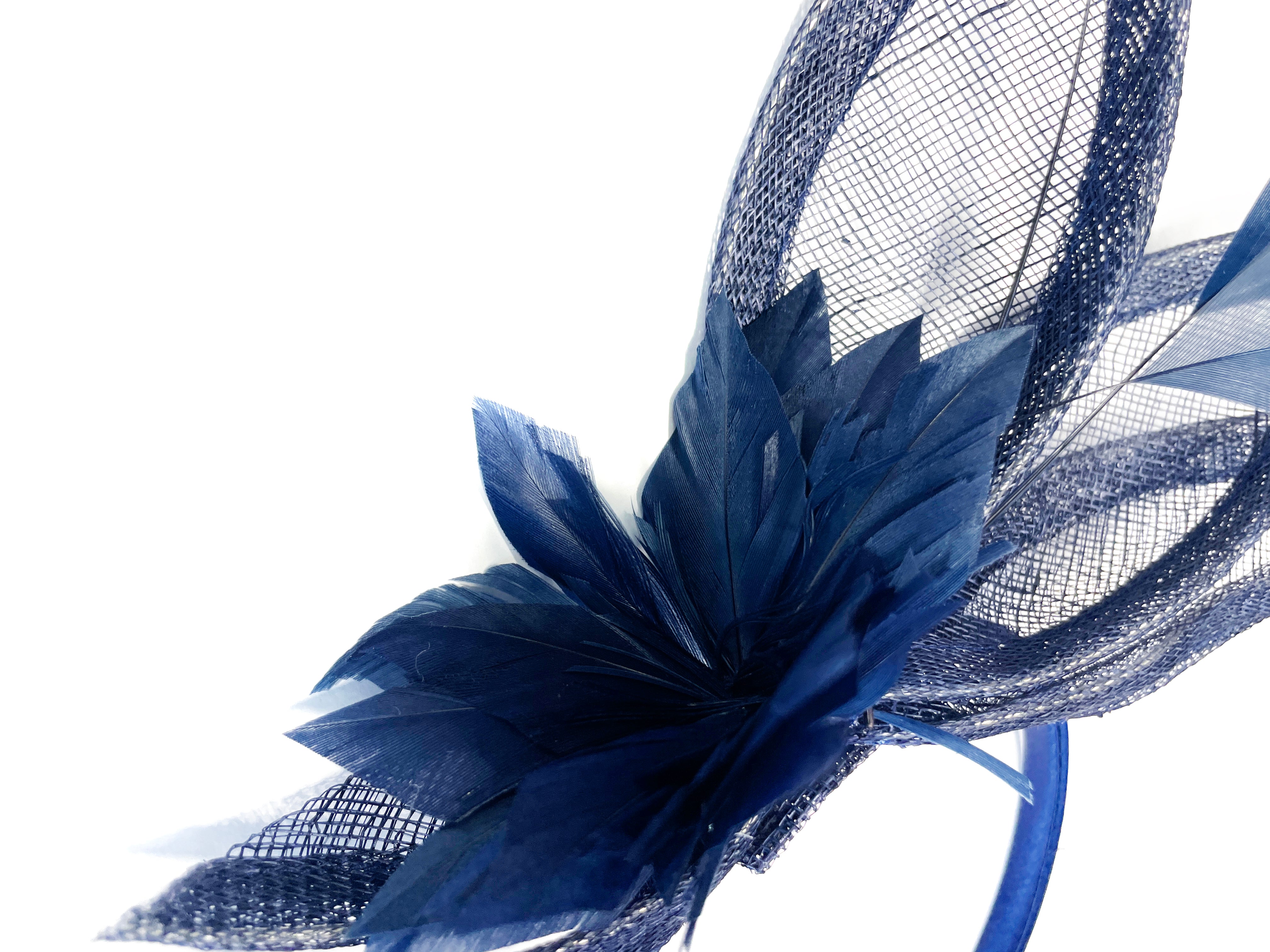 Bandeau bleu marine fascinateur de mariage Alice band Royal Ascot Ladies Day Races