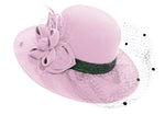 Large Wool Mix Brim Fedora with Hat Veil Hatinator Fascinator - Blush Pink