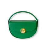 Caprilite Women's Top Handle Half Moon Box Clutch Handbag Chain Strap Gold Button Crossbody Wedding Evening Bag - Grass Green