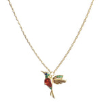 Bird CZ Crystal Gems Faux Pearl Necklace Gold Chain Women Gift Pouch UK