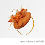 Caprilite sinamay pillbox headband fascinator with bow detail for UK weddings and races