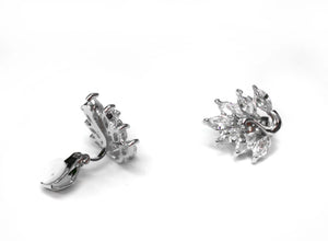 CLIP ON Earrings Swan Crystal Earrings Silver Women's Ladies