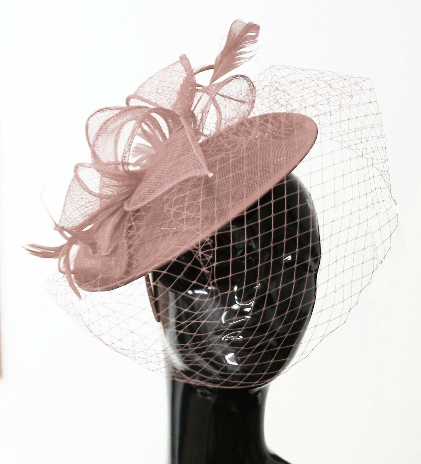 Caprilite Saucer Sinamay Headband Fascinator Wedding Ascot Hat Hatinator Birdcage Veil[Dusty Pink]