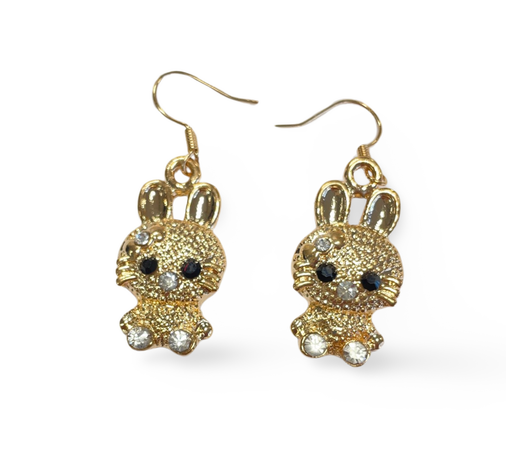 Gold Bunny Rabbit Dangle Earrings for Women Girls