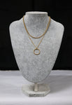 Gold Tone beads Double Layer Choker Oval Pendant Necklace