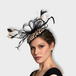 Leopard & Black Velvet Mini Disc Fascinator Headband