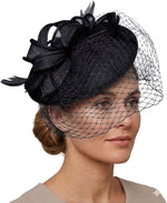 Caprilite Saucer Sinamay Headband Fascinator Wedding Ascot Hat Hatinator Birdcage Veil[Black]