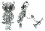 Boucles d'oreilles à clips en forme de hibou, cristal non percé, argent, diamant, coussin CZ