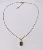 Vintage Classic Gold Stainless Choker Emerald Green Pendant Necklace Chain UK