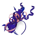 Caprilite Royal Blue and Baby PinkWedding Swirl Fascinator Headband Alice Band Ascot Races Loop Net
