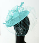 Caprilite Saucer Sinamay Headband Fascinator Wedding Ascot Hat Hatinator Birdcage Veil[Light Turquoise]