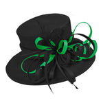 Black and Jade Green Large Brim Hat Occasion Hatinator Fascinator Weddings Formal