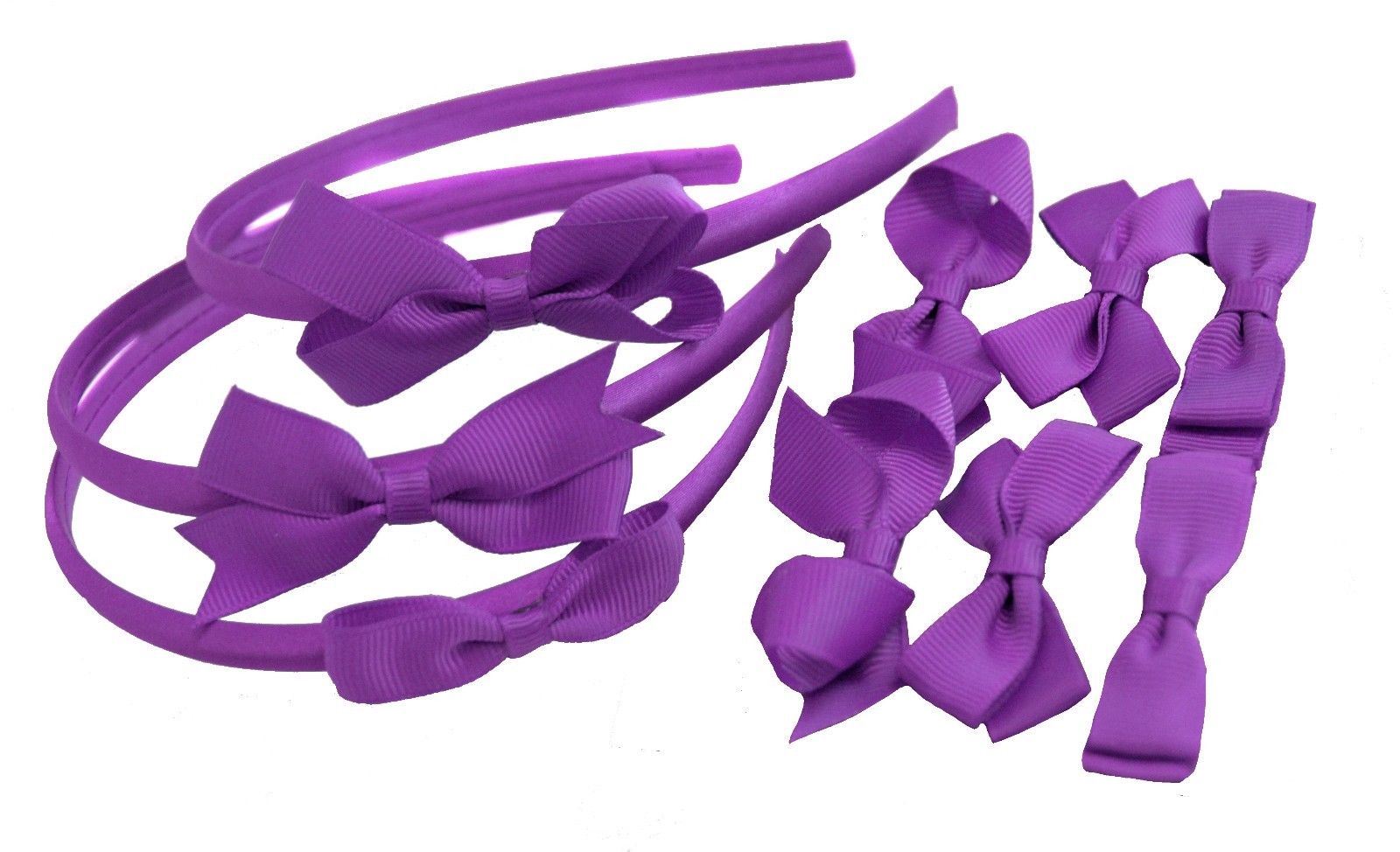 ENSEMBLE DE 9 PIÈCES Nœuds pour cheveux d'école, bandeaux, clips, bandes Alice, couleurs uniformes [violet]