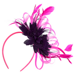 Hoop Mix - Bespoke Mixed Colour Headband Fascinator - Fuchsia and Dark Purple