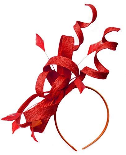 Caprilite Red Swirl Loop Sinamay Headband Fascinator for Women Wedding Ascot Races