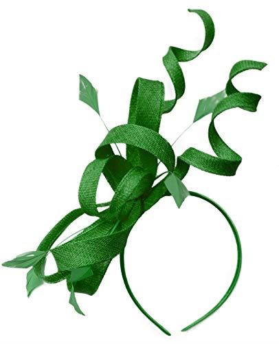 Caprilite Forest Green Swirl Loop Sinamay Bandeau Fascinator pour femme Mariage Ascot