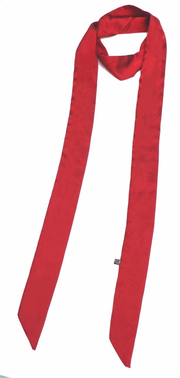 Women Skinny Scarf Satin Faux Silk Long Slim Ribbon Thin Fashion Ladies Scarves[Red]