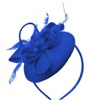 Royal Blue Round Pillbox Bow Sinamay Headband Fascinator Weddings Ascot Hatinator Races