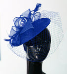 Caprilite Saucer Sinamay Headband Fascinator Wedding Ascot Hat Hatinator Birdcage Veil[Royal Blue]