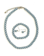Classic Faux Pearl Necklace Earrings & Bracelet Jewellery Set Vintage