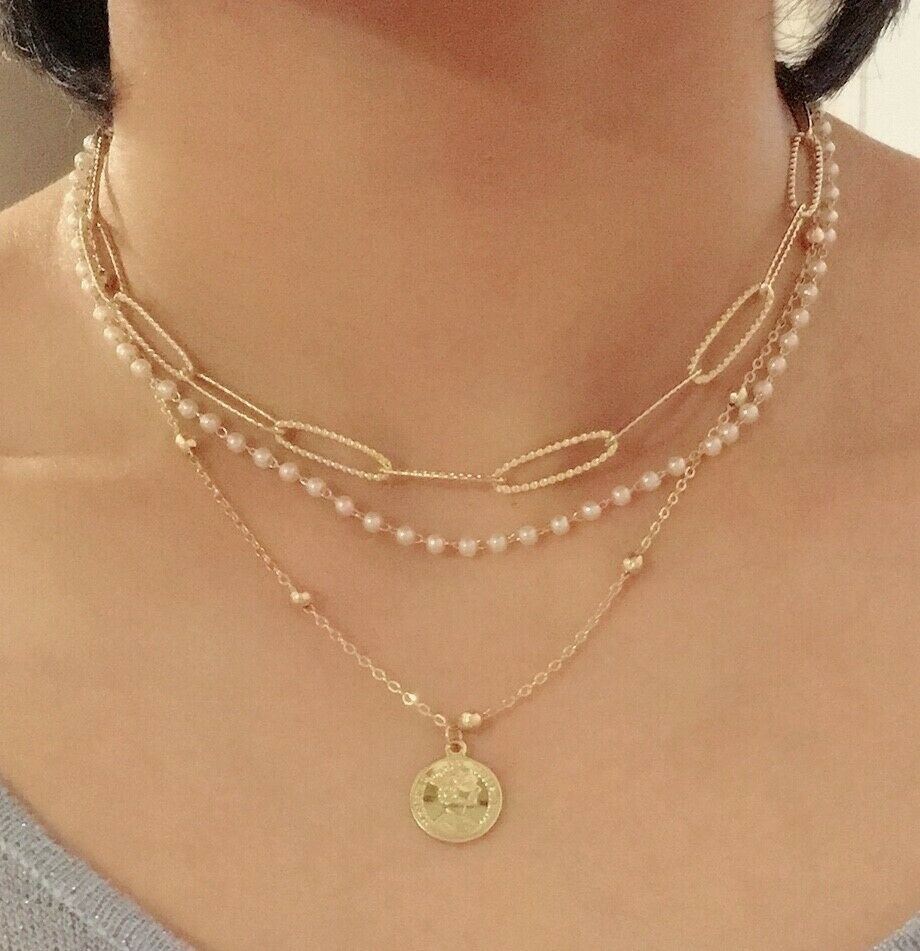 Caprilite UK Online | Girls Multi-layer Gold Coin Pendant Fashion ...