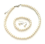 Classic Faux Pearl Necklace Earrings & Bracelet Jewellery Set Vintage