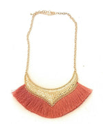 Girls Woman's Gold Tone Statement Tassel Bib Fashion Necklace Chain Gift UK