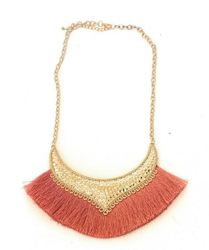 Girls Woman's Gold Tone Statement Tassel Bib Fashion Necklace Chain Gift UK