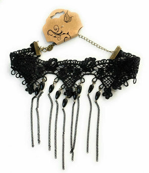 Gothic Victorian Black Lace Choker Necklace With Rose - Steampunk Cosplay