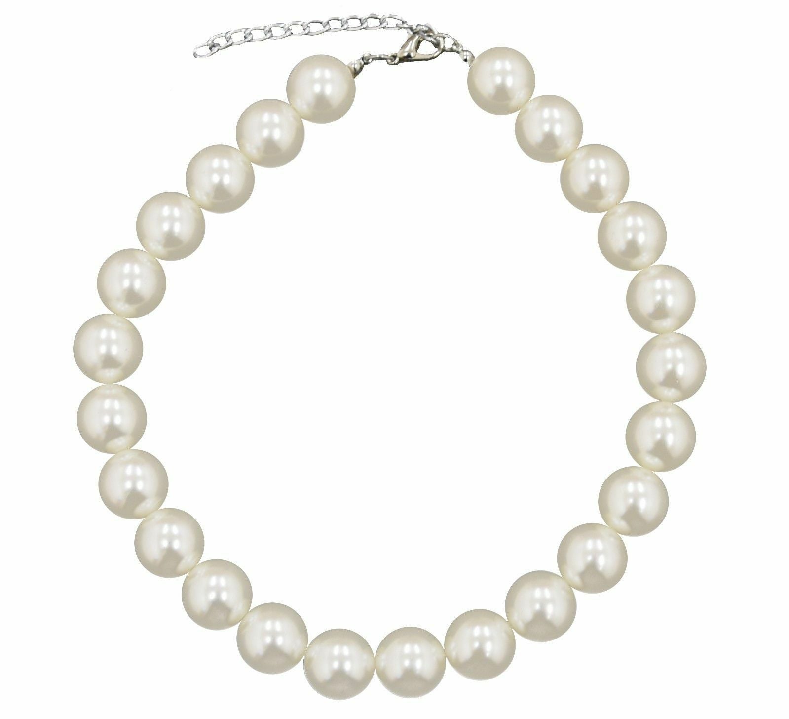 Large 18mm Faux Pearl Bead Chain Vintage Statement Great Gatsby Necklace Choker