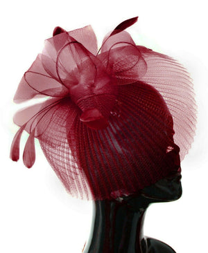 Veil Fan Feathers Fascinator on Headband Wedding Races Net Hat Big