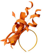 Caprilite Orange Swirl Loop Sinamay Headband Fascinator for Women Wedding Ascot Races