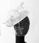 Caprilite Saucer Sinamay Headband Fascinator Wedding Ascot Hat Hatinator Birdcage Veil[White]