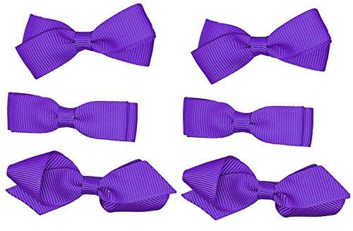 Accessoires pour cheveux scolaires, 3 paires de pinces à cheveux pour filles, petits nœuds, pinces à ruban gros-grain, uniforme (violet)