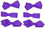 School Hair Accessories Clips for Girls 3 Pairs Bows Small Hair Grosgrain Ribbon Clips Uniform (Purple)
