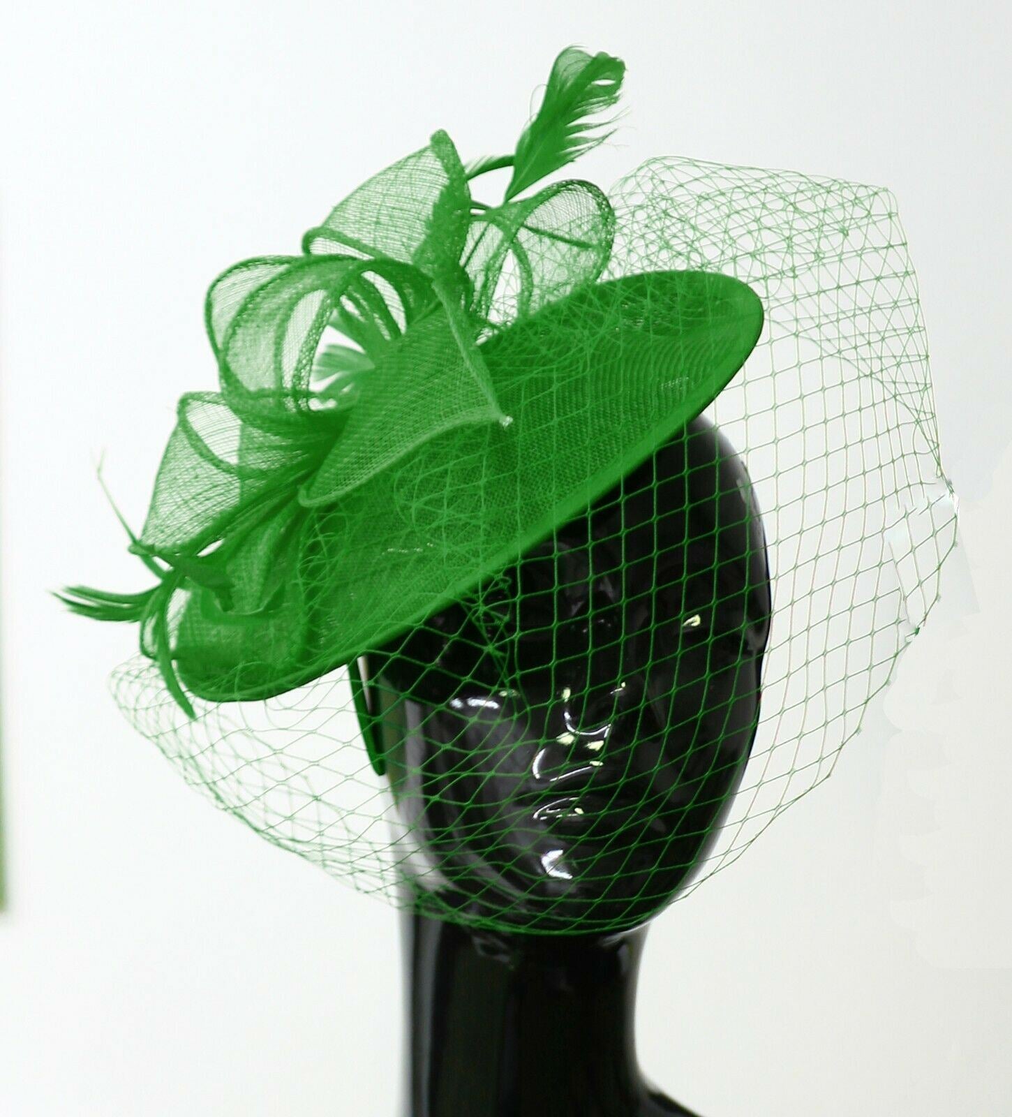 Caprilite Saucer Sinamay Headband Fascinator Wedding Ascot Hat Hatinator Birdcage Veil[Green]