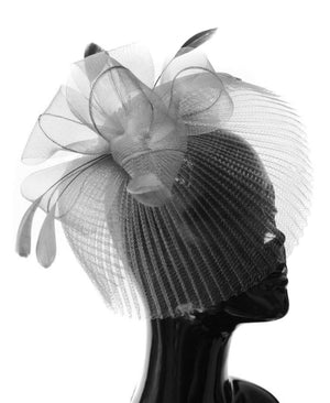 Veil Fan Feathers Fascinator on Headband Wedding Races Net Hat Big