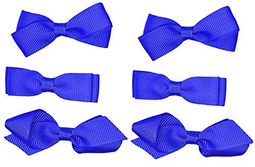 Accessoires pour cheveux scolaires, 3 paires de pinces à cheveux pour filles, petits nœuds, pinces à ruban gros-grain, uniforme (bleu)