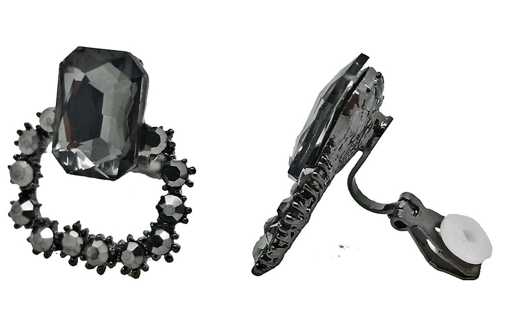 Black Crystal Gatsby Clip-On Earrings Caprilite Online UK Shop