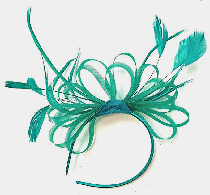 Turquoise Teal Classic Hoop Fascinator on Headband