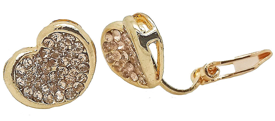 Rose Gold Heart Clip-On Earrings Ladies and Girls kids Caprilite UK Online Jewellery Store