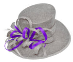 Silver Grey and Cadbury Purple Large Queen Brim Hat Occasion Hatinator Fascinator Weddings Formal