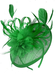 Caprilite Green Sinamay Disc Saucer Fascinator Hat for Women Weddings Headband Races