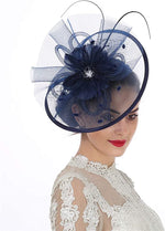 Large Flower Disc Fascinator net on Headband and Clip