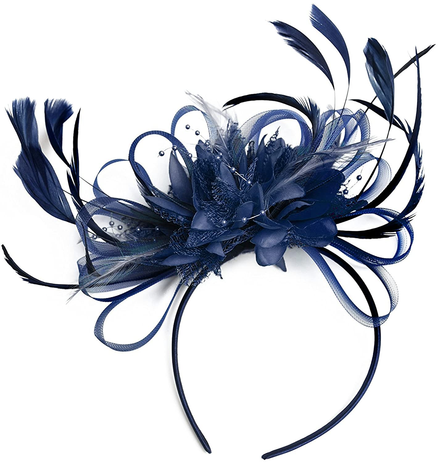 Dark Navy Blue Full Hoop Wedding Fascinator Headband