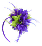 Cadbury Purple and Lime Fascinator Flower Small on Headband