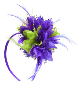 Cadbury Violet et Lime Fascinator Fleur Petite sur bandeau