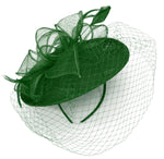 Caprilite Saucer Sinamay Headband Fascinator Wedding Ascot Hat Hatinator Birdcage Veil[Green]